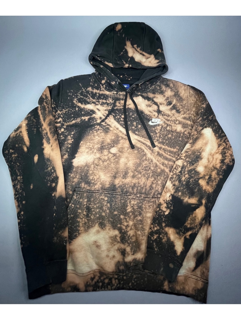 Nike Hoodie Black Tan Bleached Pullover Size M